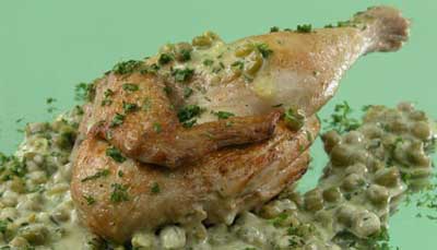Рецепт ы Блюда из птицы, дичи : Цыпленок с зеленым горошком