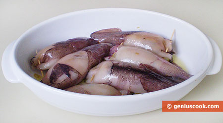 Рецепт кальмары, фаршированные рисом и грибами