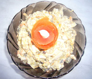 Рецепт салат с кальмарами и крабовыми палочками (хозяюшка Лариса)