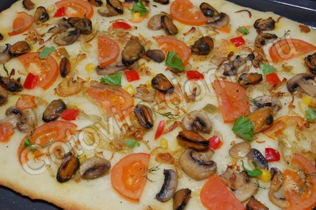 Рецепт пицца с мидиями