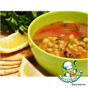 Рецепт суп из баранины с нутом и перловкой (Chorba frik)