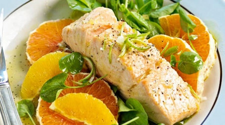 Рецепт лосося с цитрусовым салатом