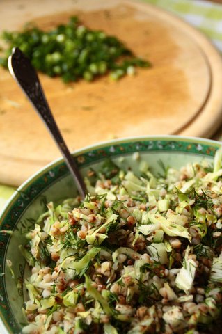Рецепт салата с гречкой на зиму