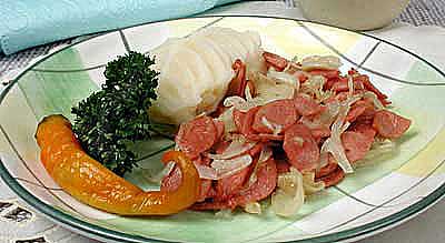 Рецепт ы Блюда из мяса и субпродуктов : Поджарка из сосисок