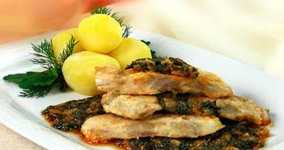 Рецепт ы Блюда из рыбы и морепродуктов : Треска в соусе из шпината