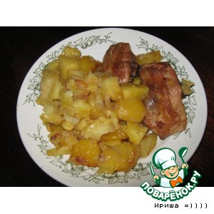 Рецепт куриные бедрышки с картофелем и ананасами в рукаве