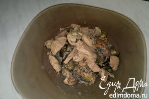 Рецепт острая гречневая каша с баклажаном, имбирем и чесноком, печень кролика с кориадром