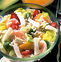 Рецепт салат из риса с фруктами и крабами