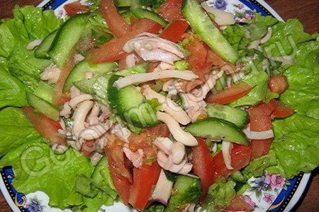 Рецепт постный салат с кальмарами