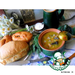 Рецепт грибной суп с перловкой и шкварками 'Мишин суп'