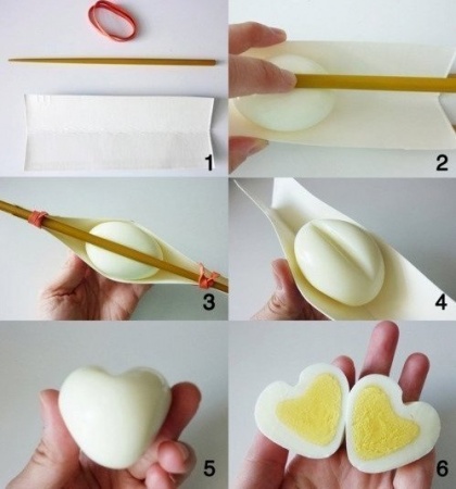 Вареные яйца «Сердечки» - рецепт на 14 февраля. Вариант необычной подачи вареных яиц ко дню Всех Влюбленных. 