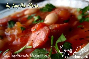 Рецепт томатная похлебка с копчеными колбасками и фасолью