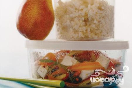 Рецепт коричневый рис с овощами и тофу