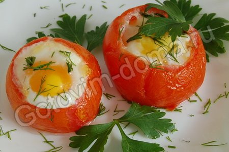 Рецепт яичница в помидорах